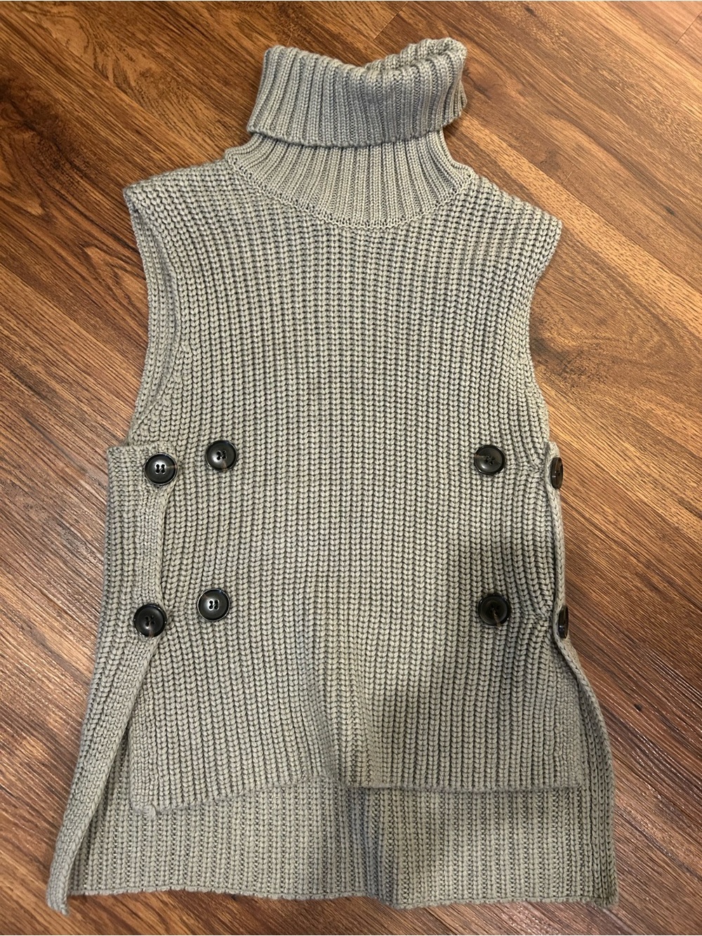 ZARA Sleeveless Turtleneck Button-Accent Knit Vest. S
